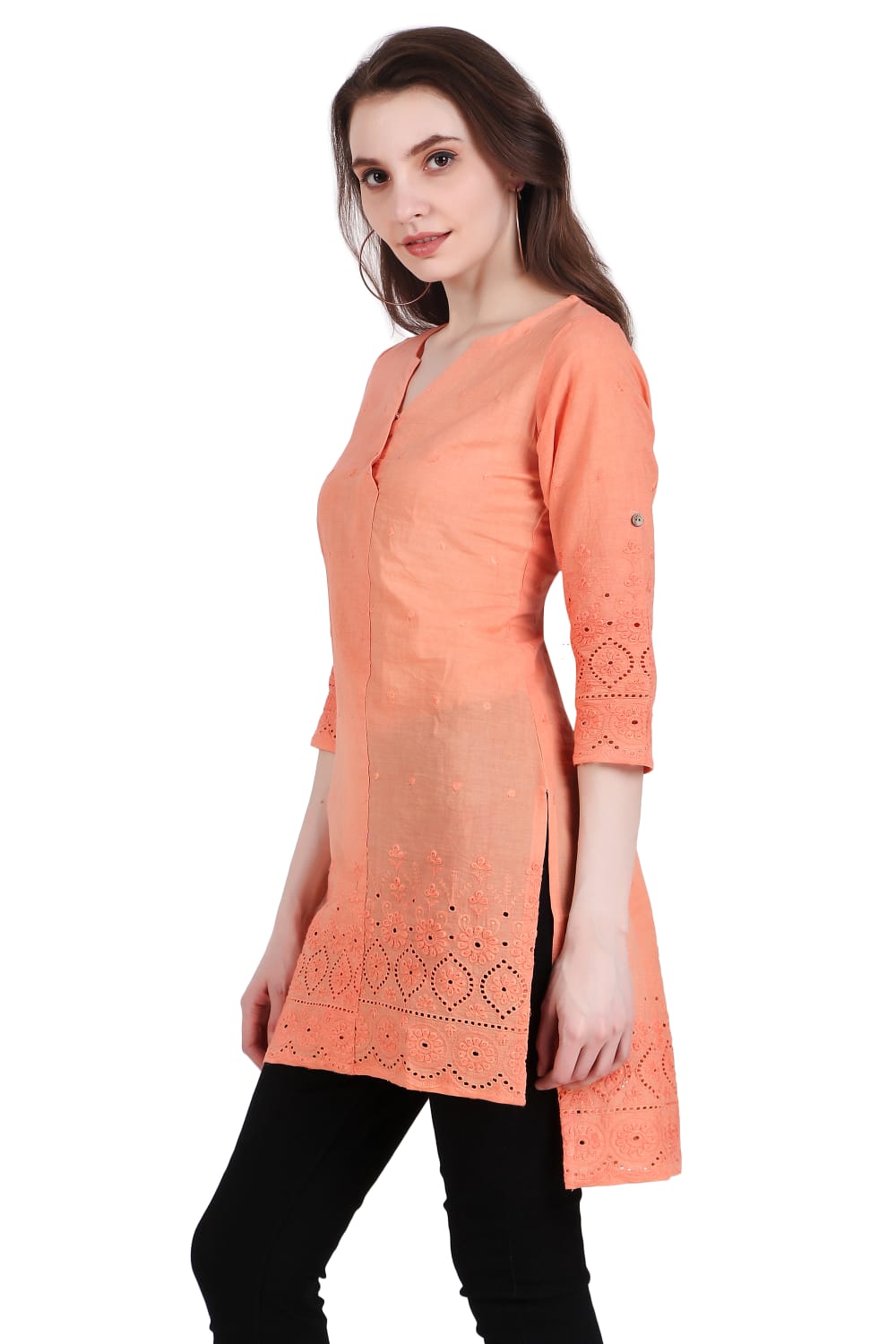 Peach Chicky Short Kurta