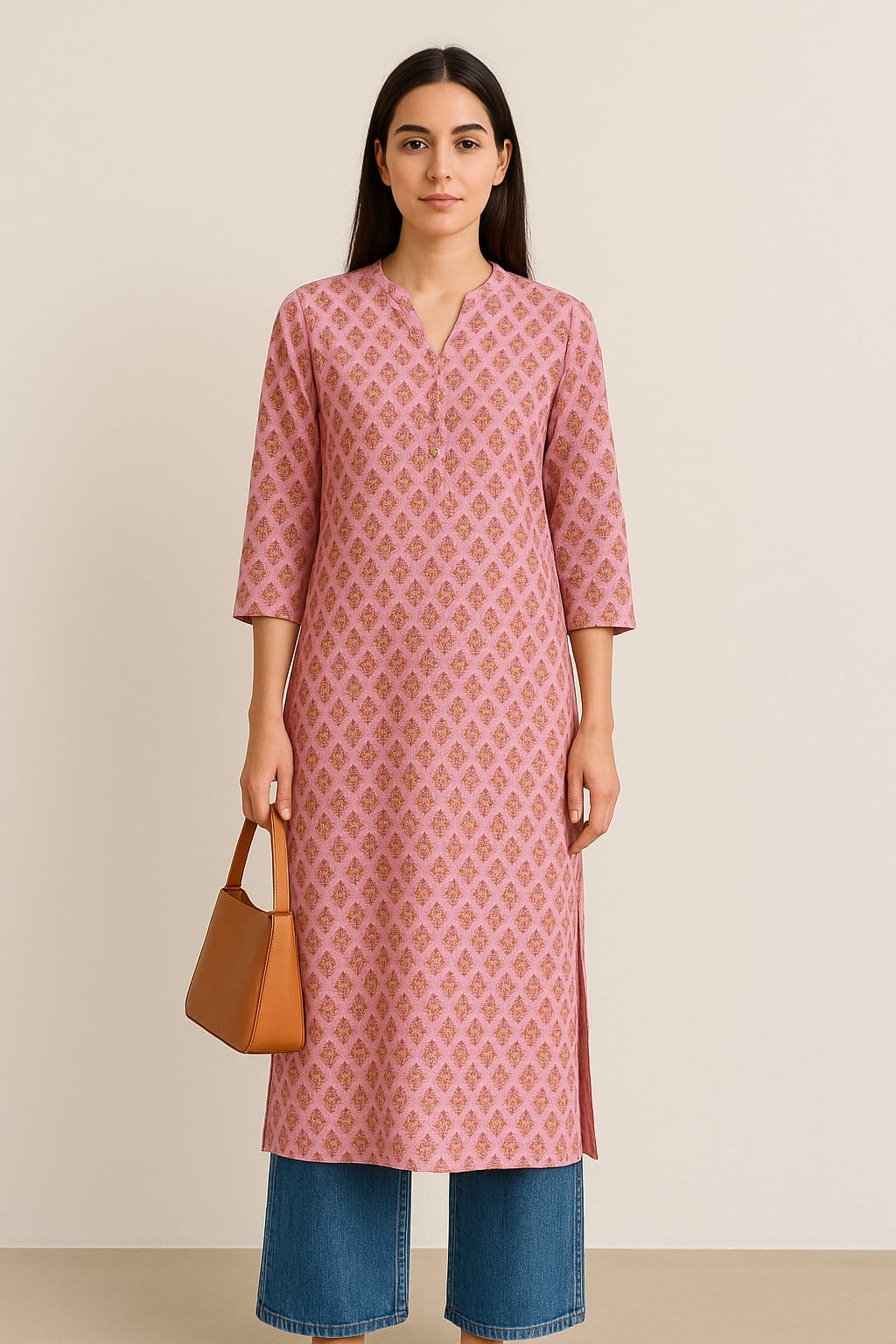 Pink  Printed kurta