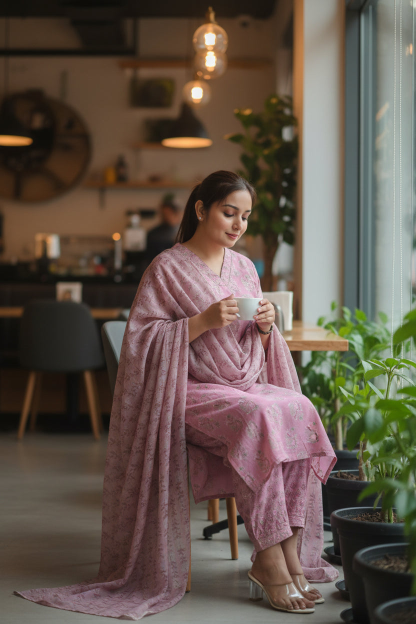 Pink Gulzar Kurta set
