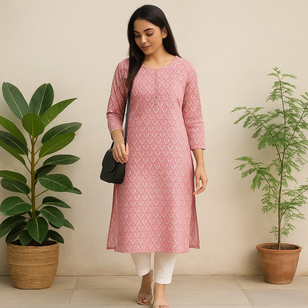 Pink Zik-Zak Printed kurta