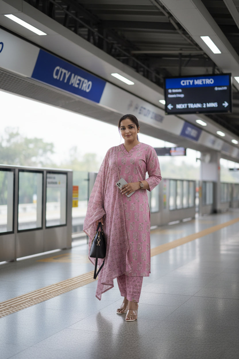 Pink Gulzar Kurta set