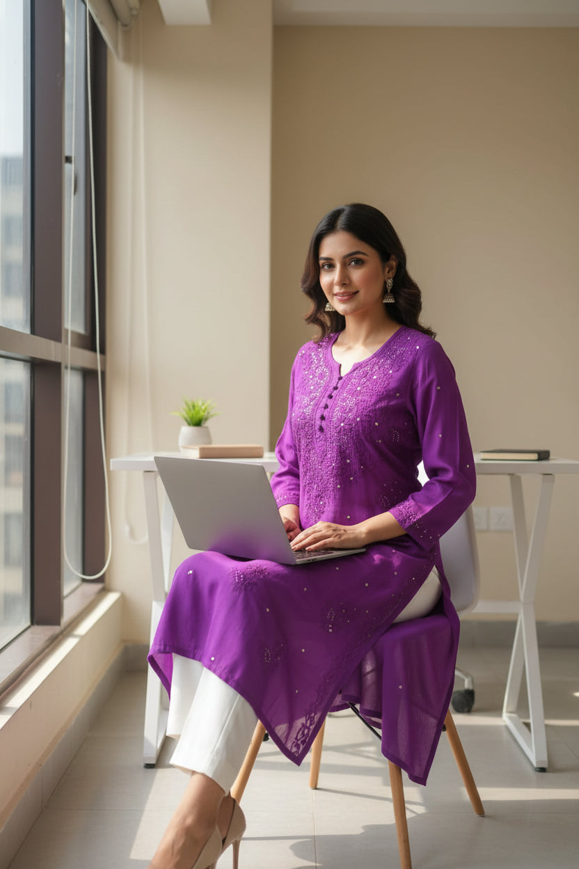 Purple  Sanya Chicky Kurta
