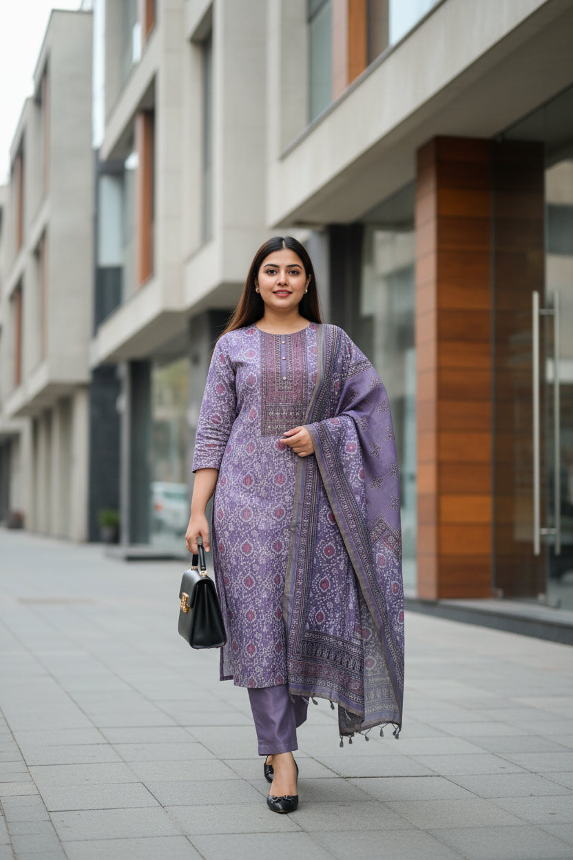 Metallic Purple Vanhula Kurta Set