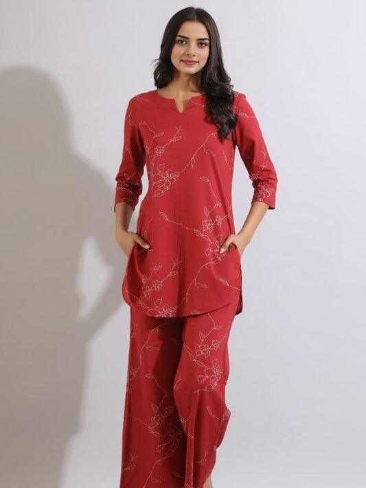 Red Geo Infy Coord Set