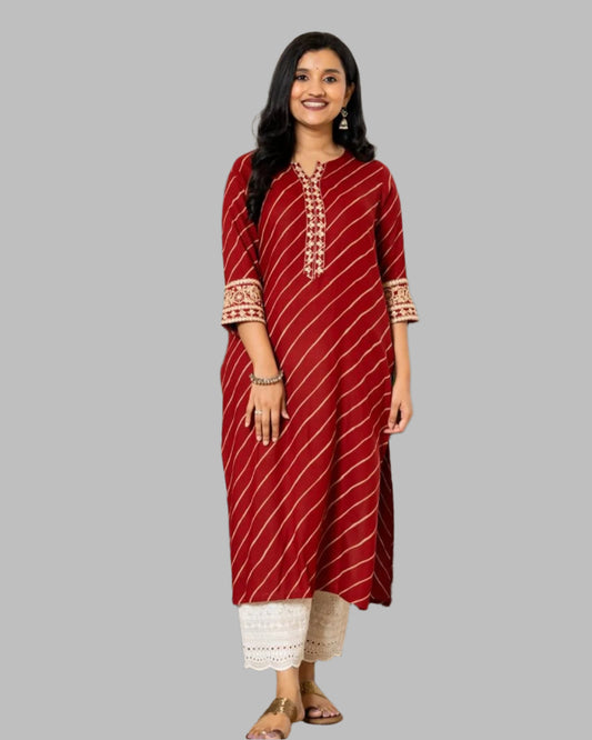 Red Laheriya Infy Kurta set