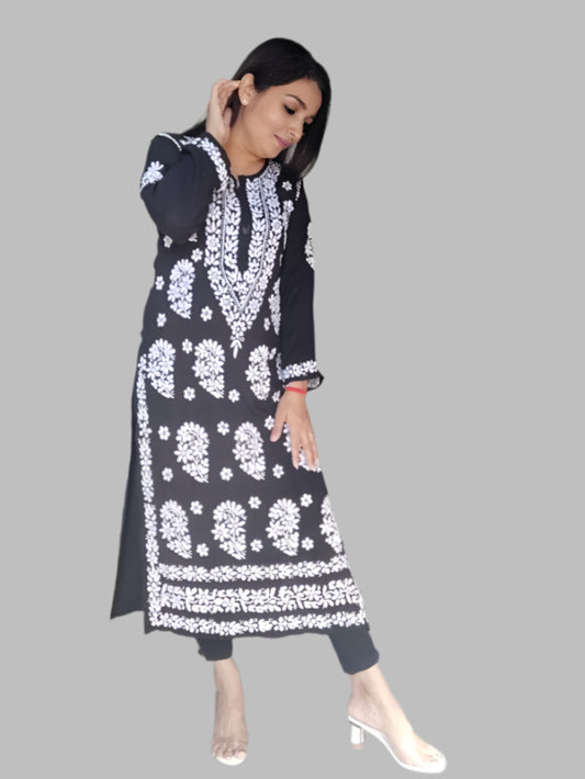 BLACK PREMIUM MODAL CHIKANKARI KURTA
