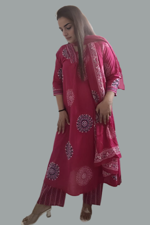 Red Pleated INF kurta set