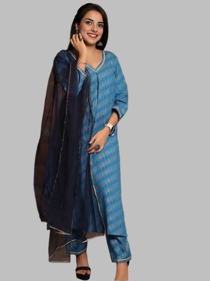 Blue Indocut  Kurta set