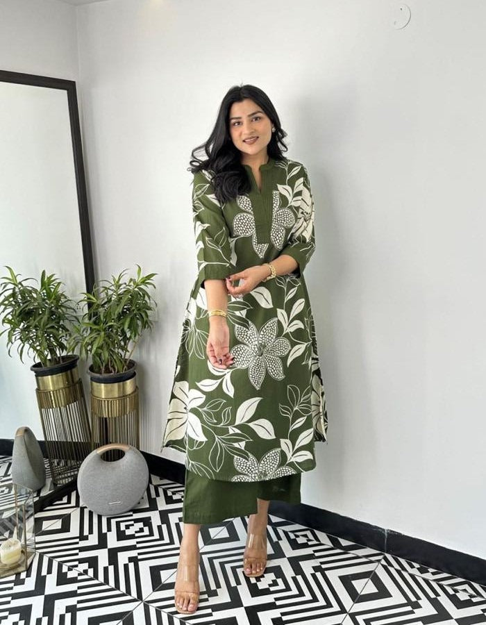 Green Floral Infy Coord set