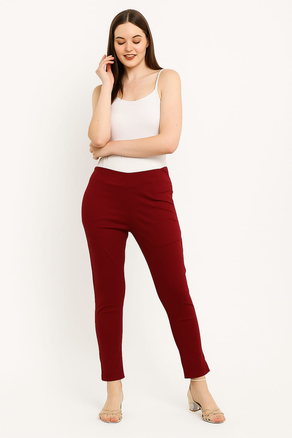 Maroon Lycra Leggant Pant