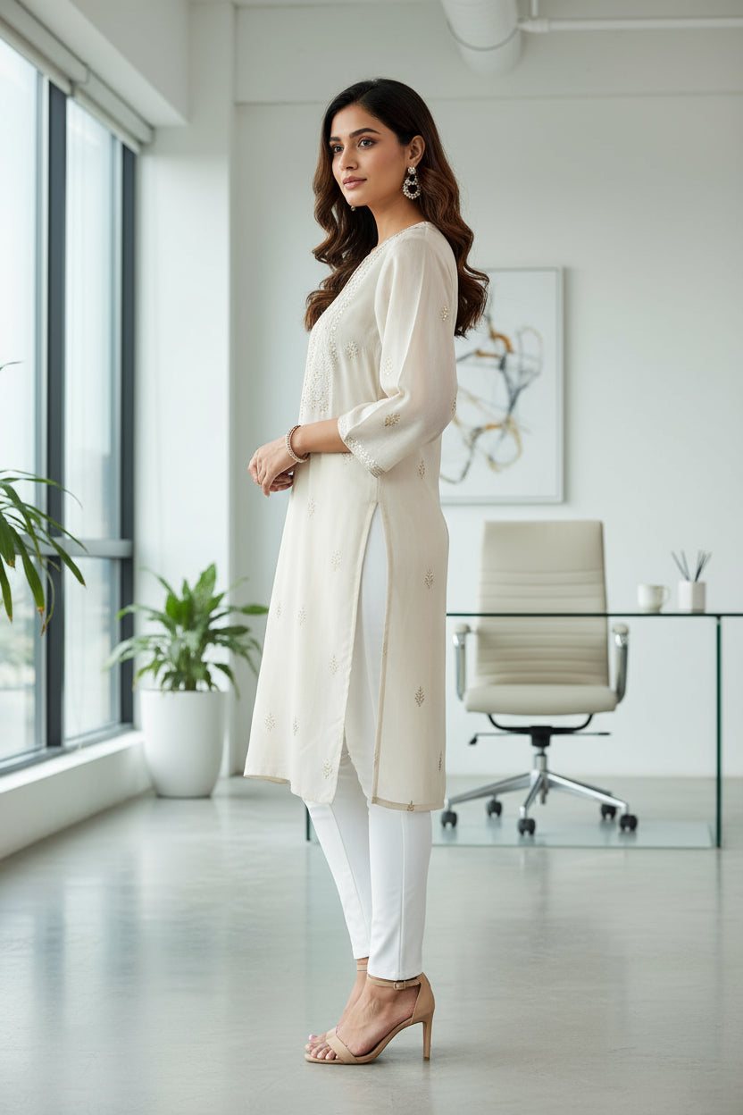 White Lycra Leggant Pant