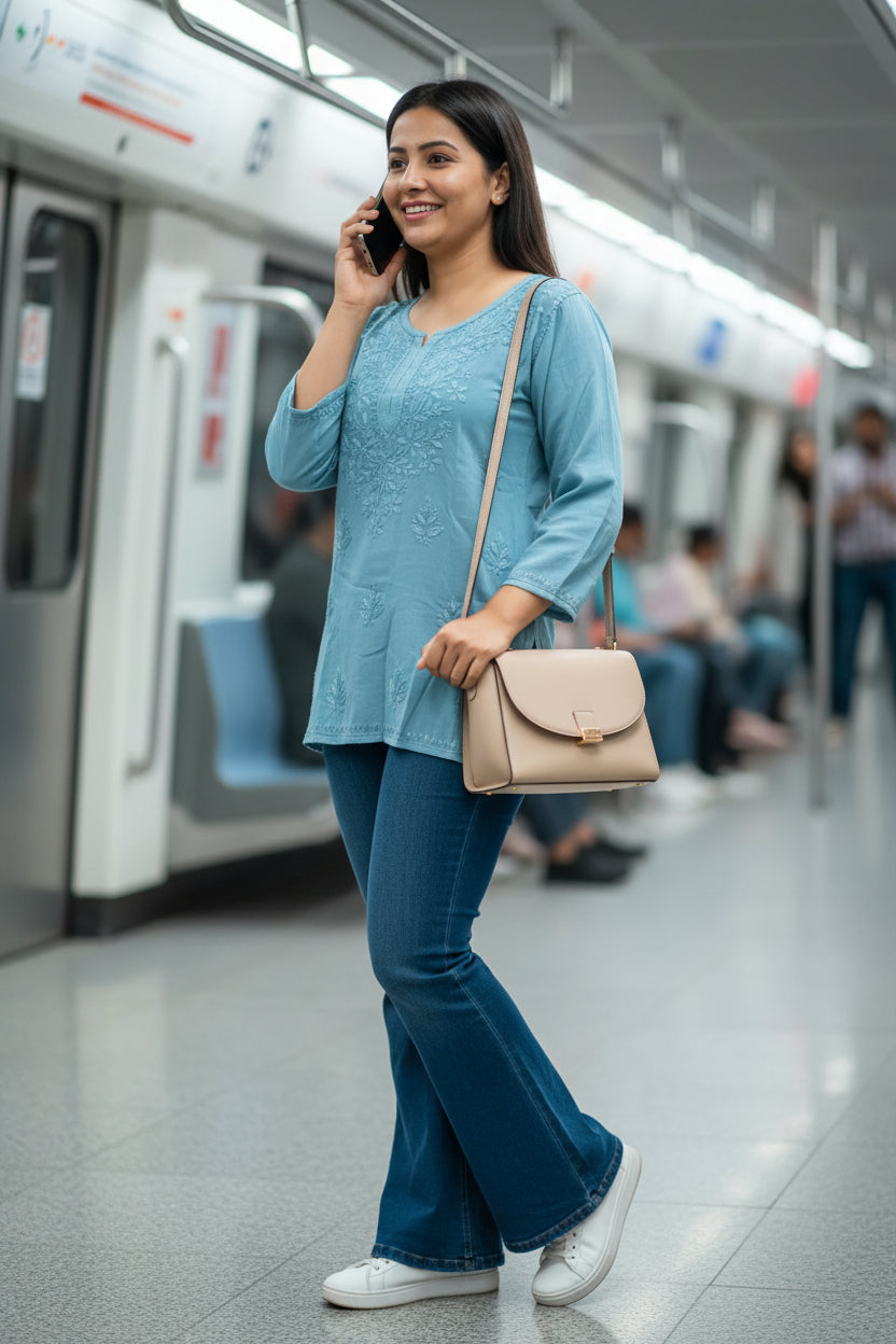 Sky Blue Adab Chikankari Kurta