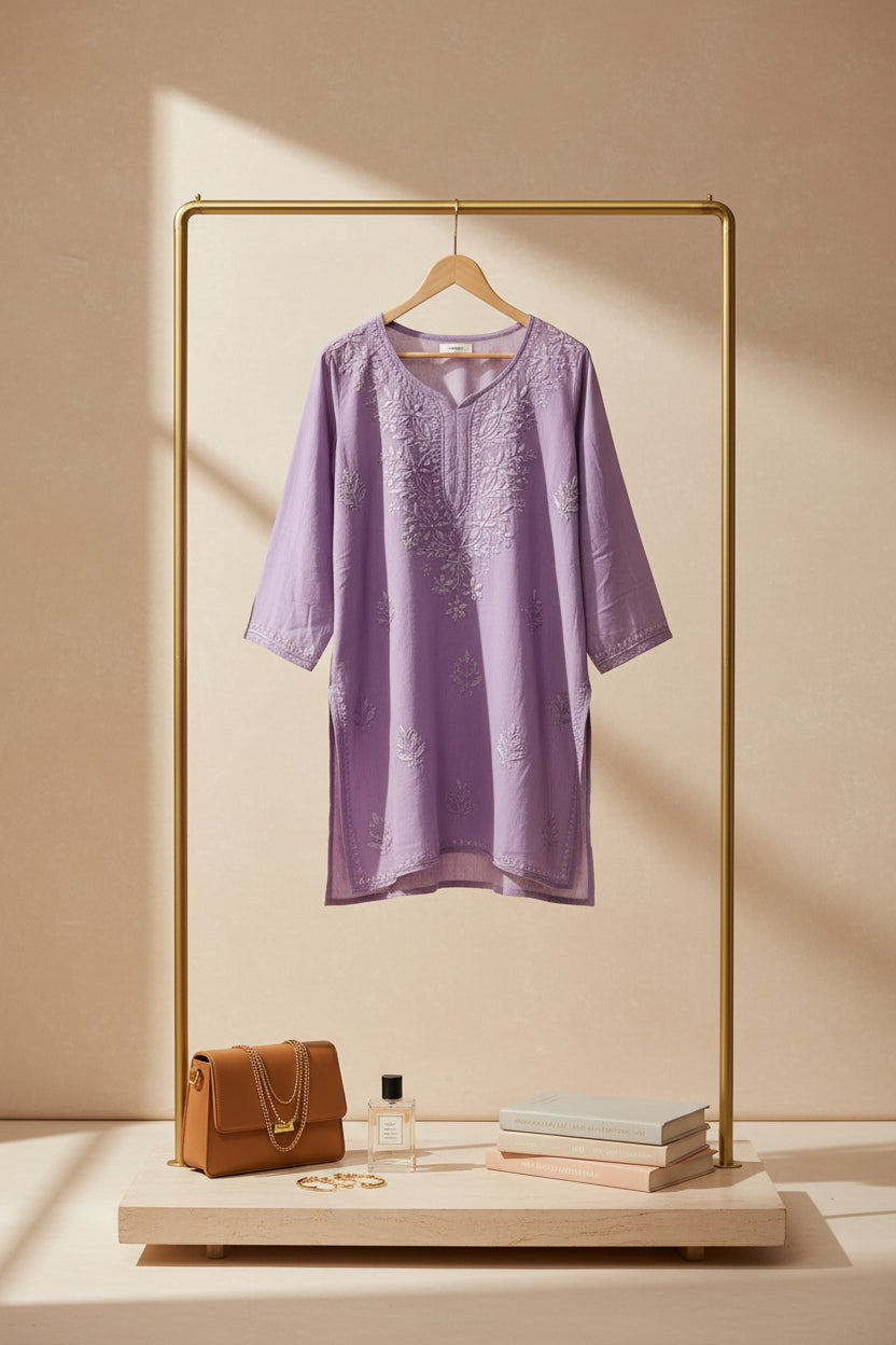 Purple Adab Chikankari Kurta