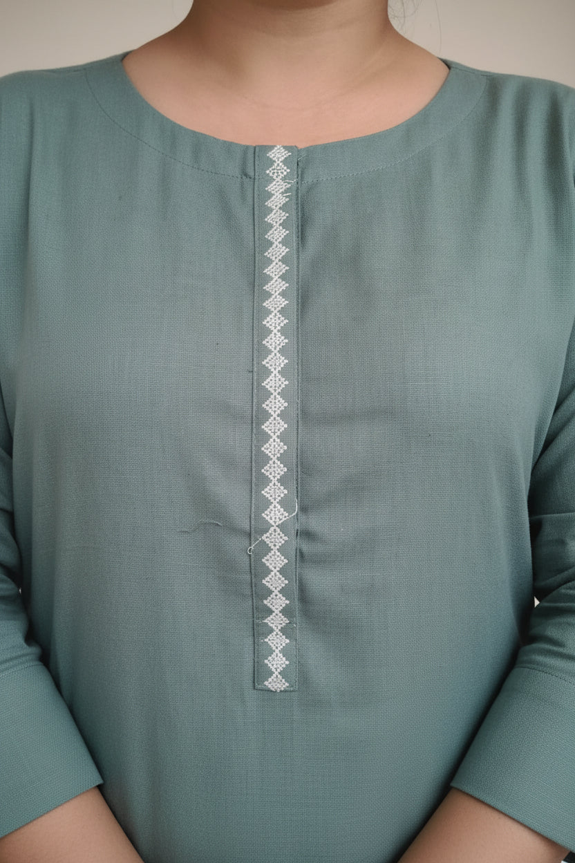 Pista Green Solid Cotton Flex Kurta