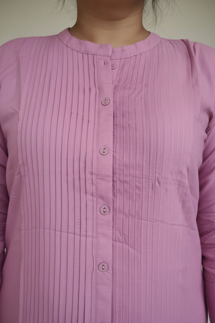 Ultra pink Solid Rayon Kurta