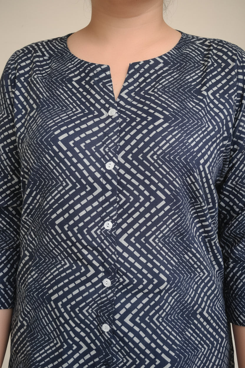 Blue Geometric Novy Short Kurta