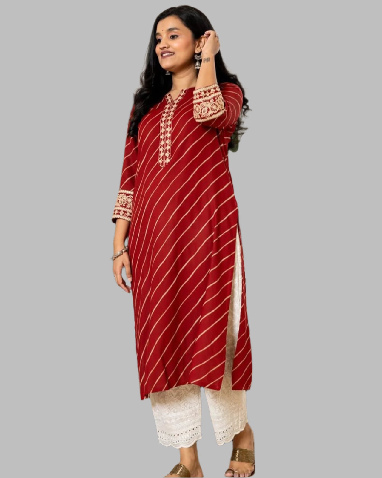 Red Laheriya Infy Kurta set