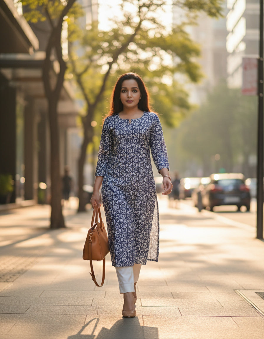 Blue Andy Print Kurta