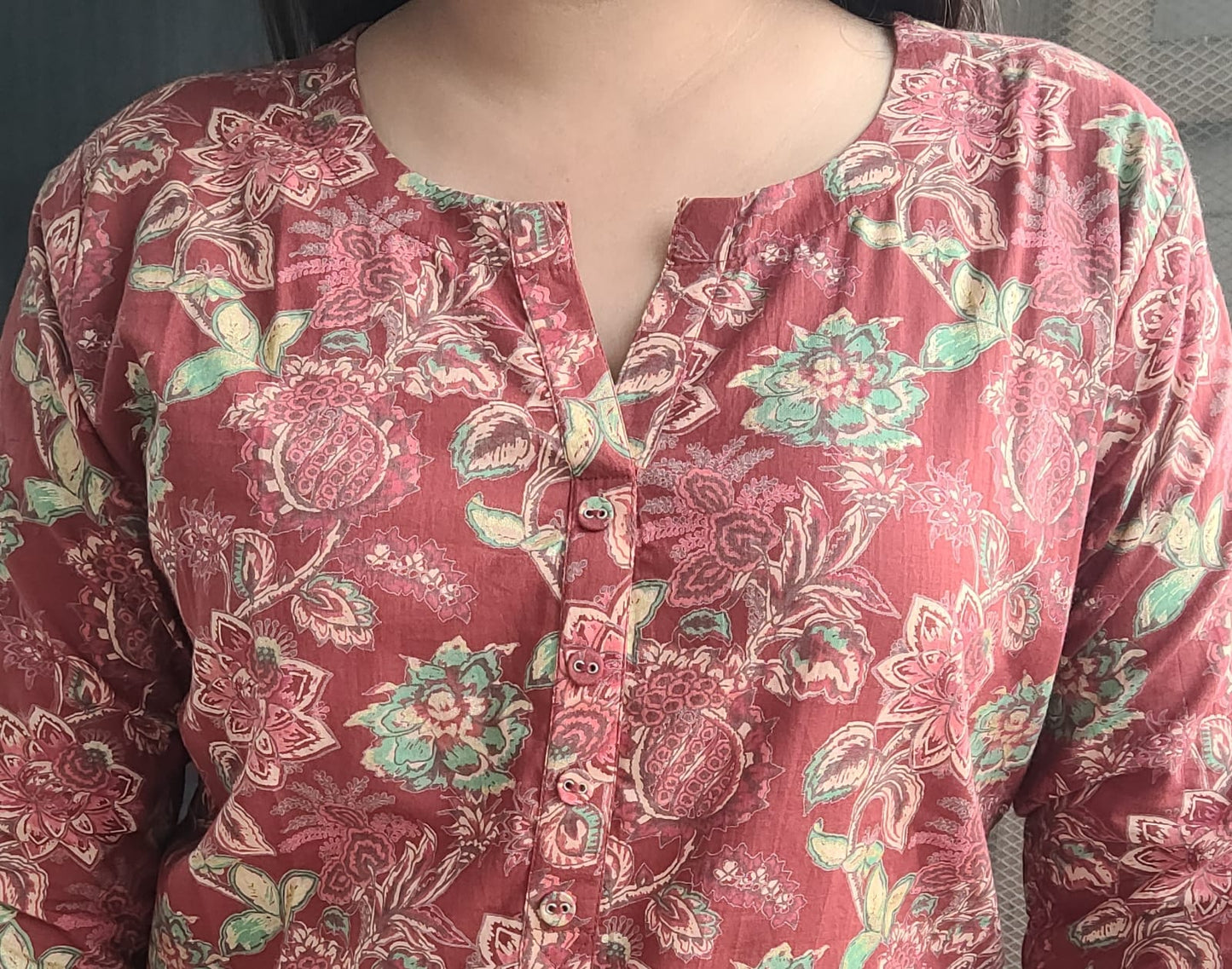 Coral Block Print Kurta