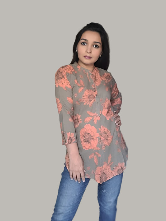 Grey Cotton Novy Tunic top