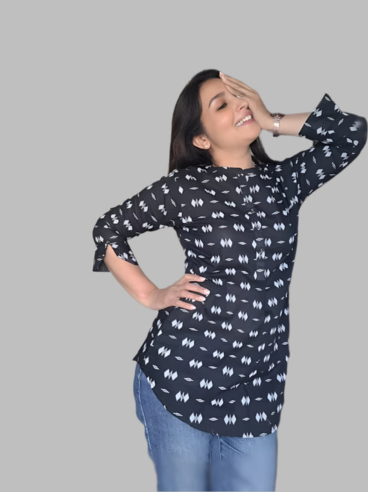 Black Cotton Novy Tunic Top