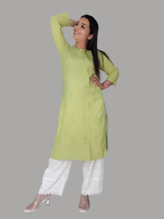 Lime Green cotton Adab kurta