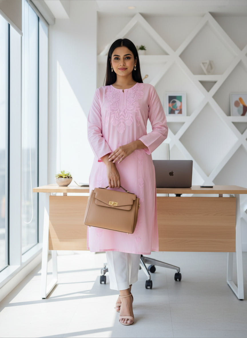 Pink cotton Adab kurta
