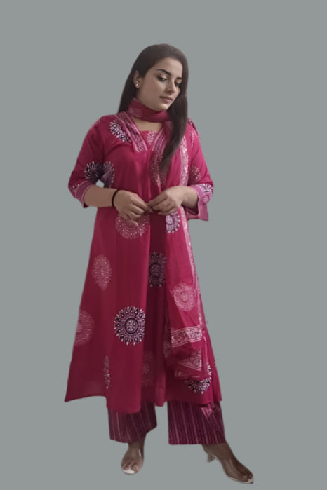 Red Pleated INF kurta set