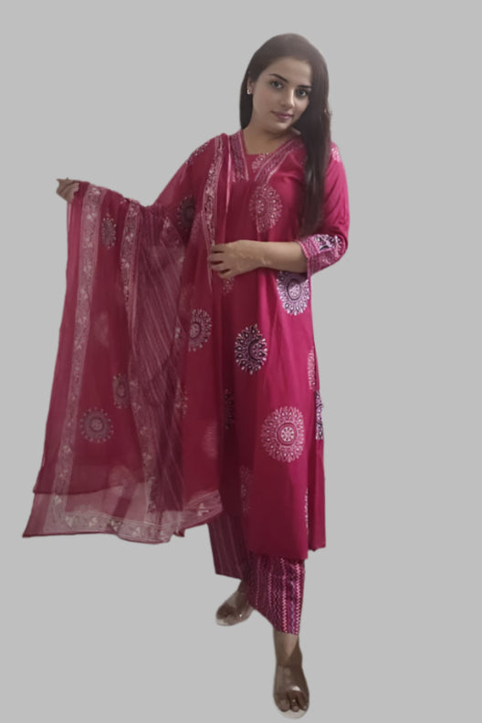 Red Pleated INF kurta set