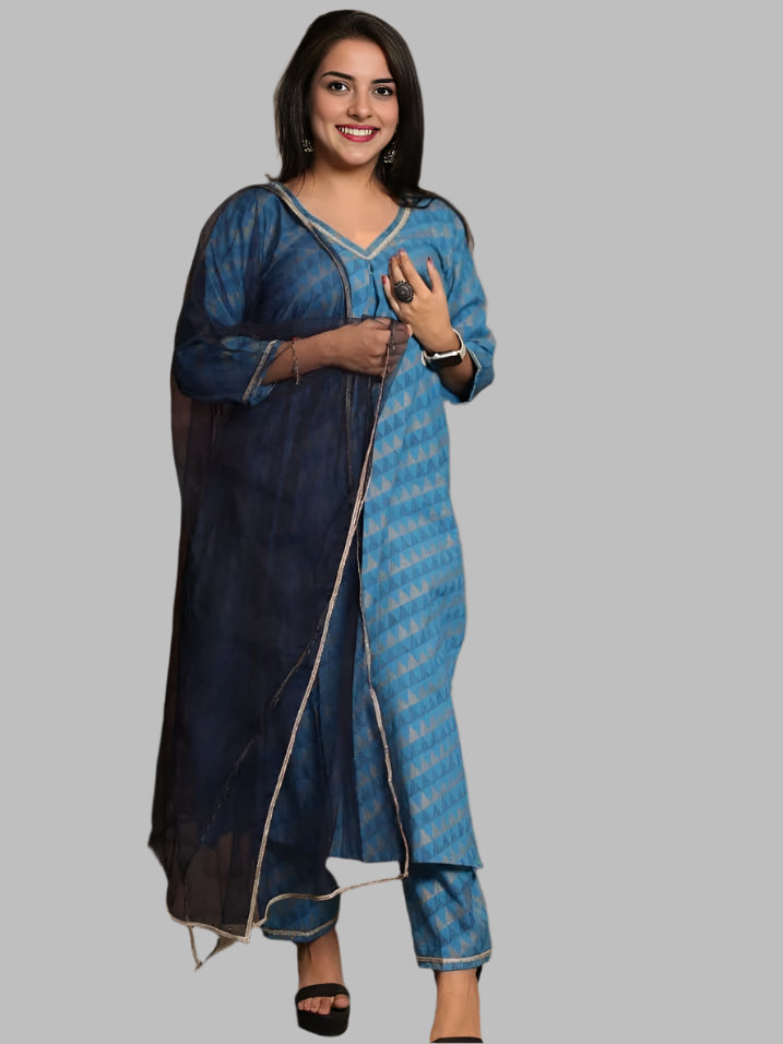 Blue Indocut  Kurta set