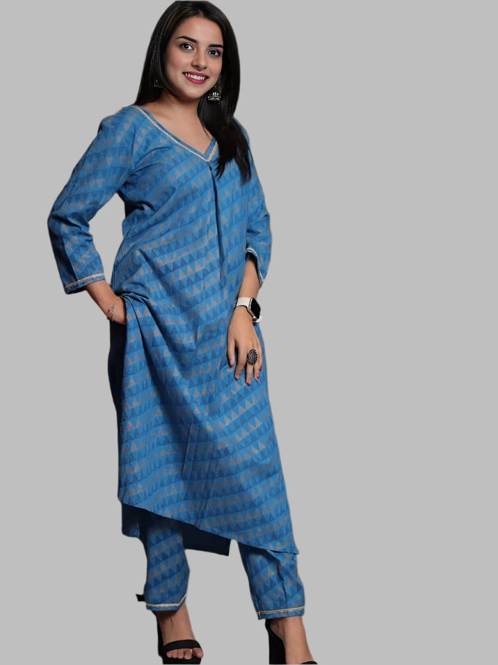 Blue Indocut  Kurta set