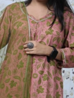 Peach Indocut  Kurta set