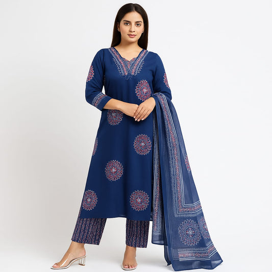 Blue Pleated INF kurta set
