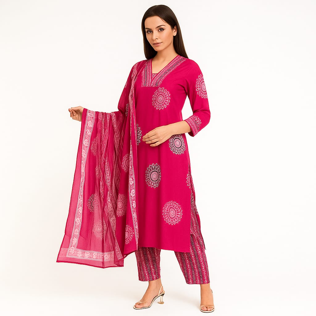 Red Pleated INF kurta set