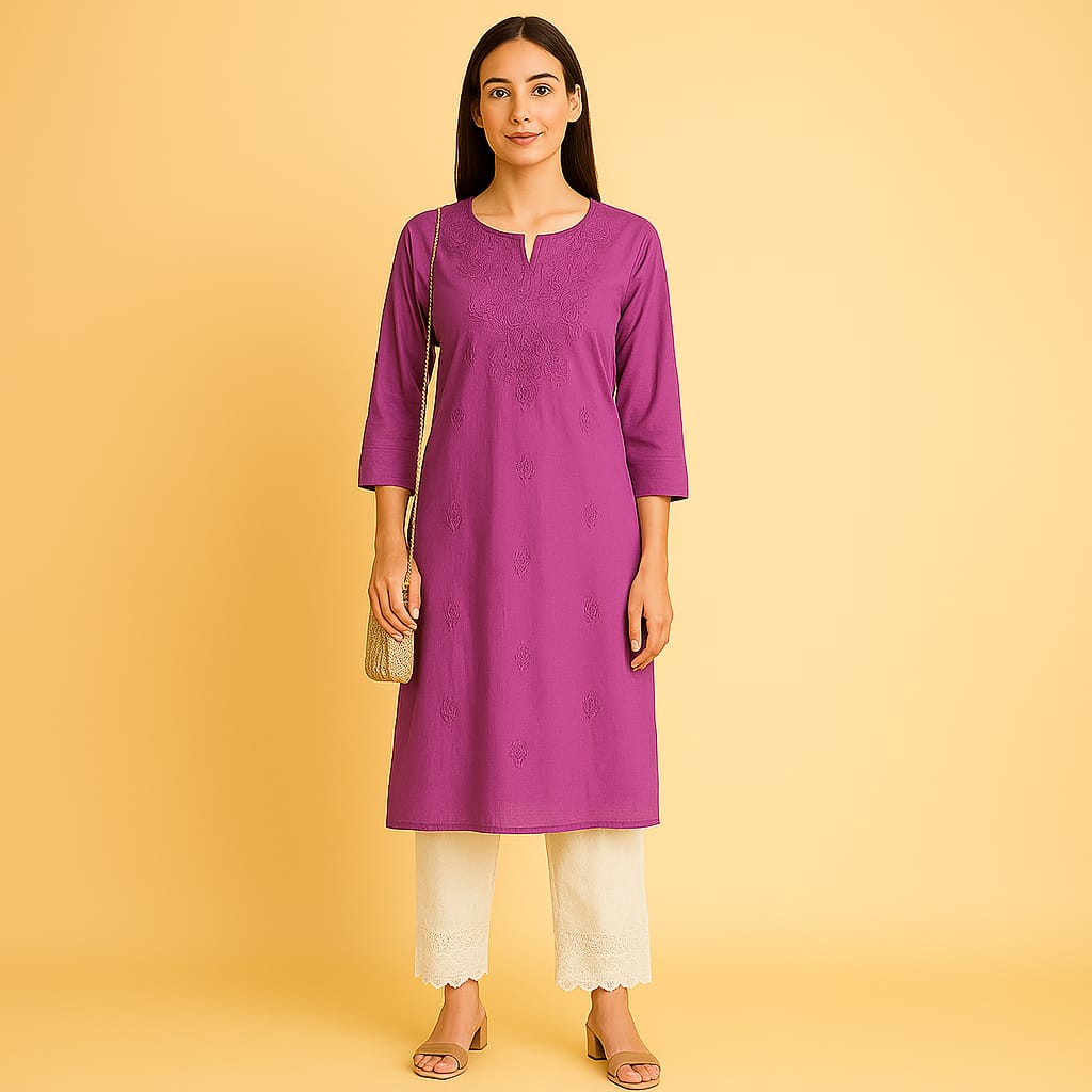 Purple cotton Adab kurta