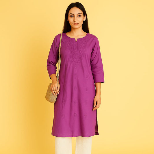 Purple cotton Adab kurta