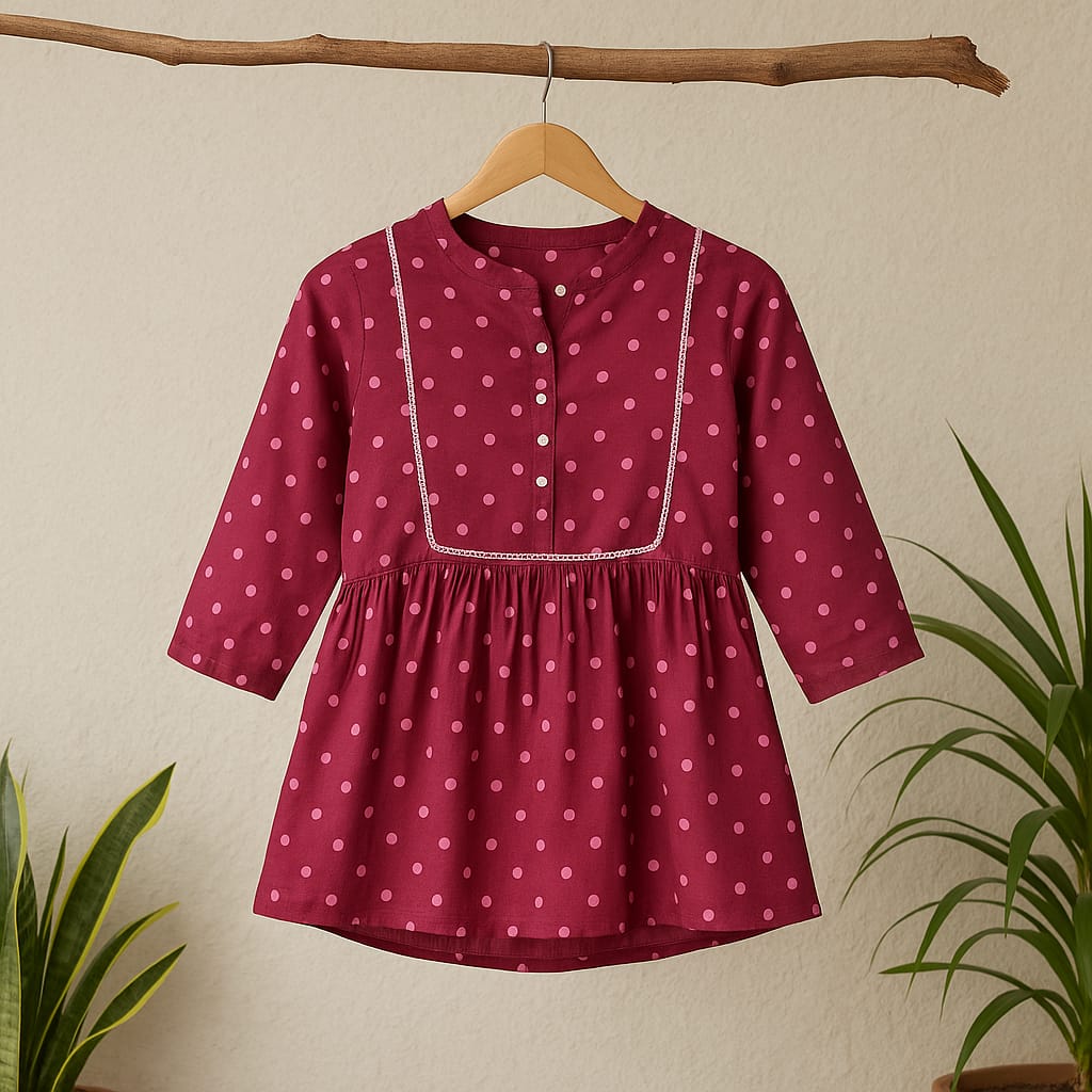 Maroon Polka Tunic Top