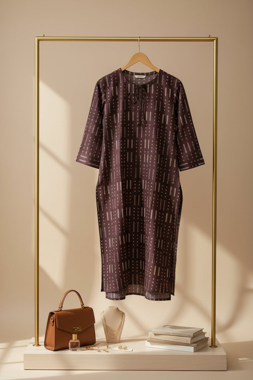 Chocolate Brown  Printed Kurta