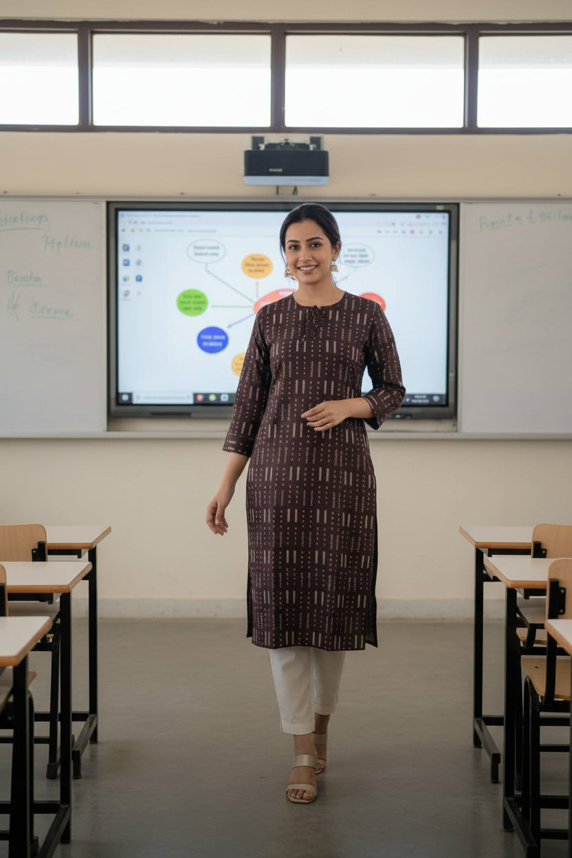Chocolate Brown  Printed Kurta