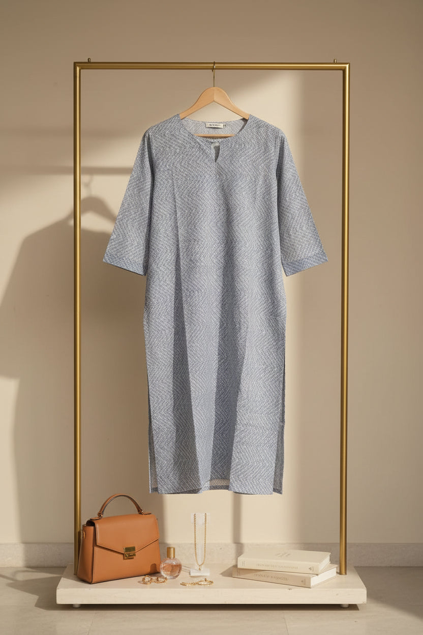 Dusty Blue Printed Kurta