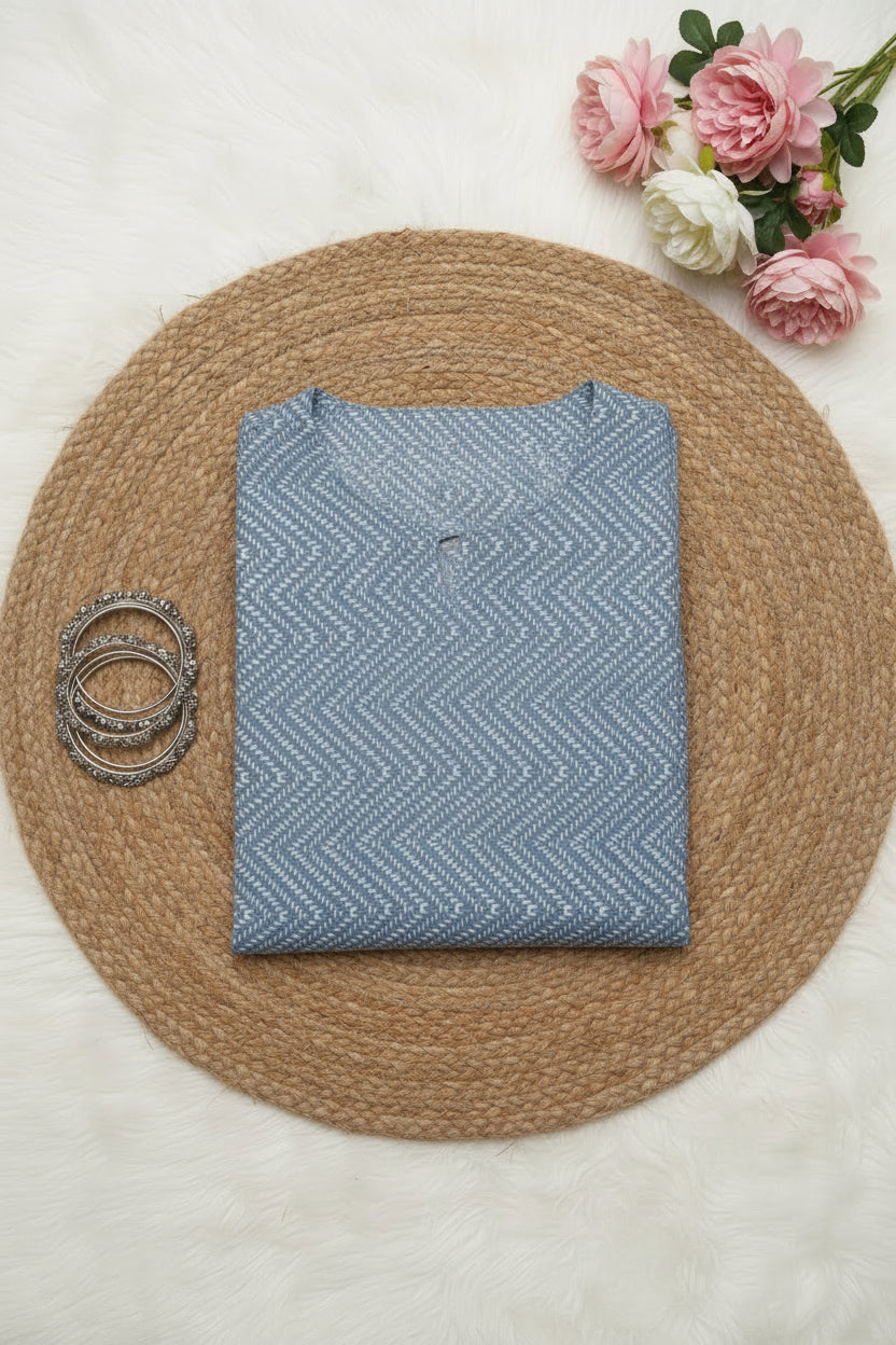 Dusty Blue Printed Kurta