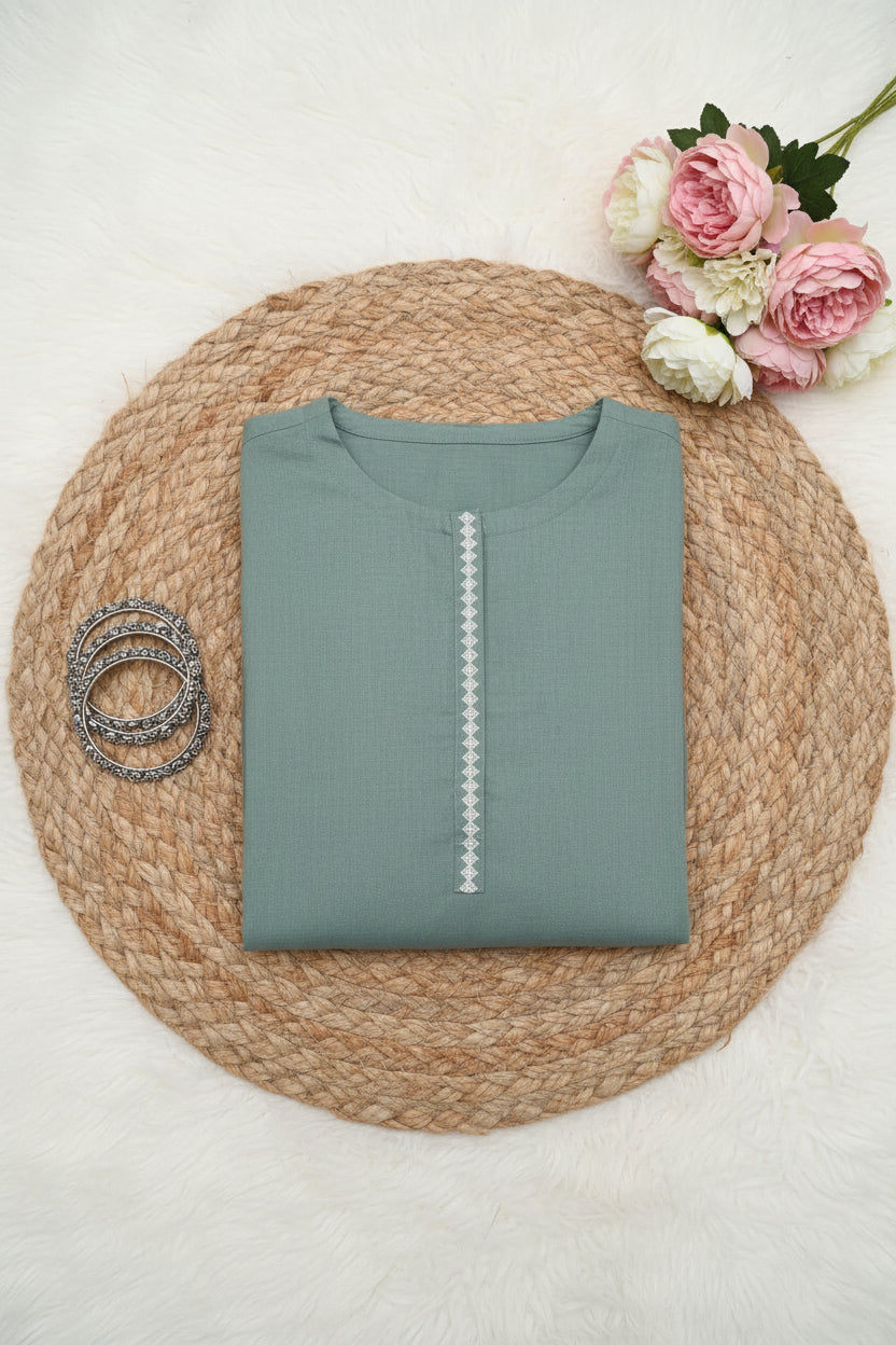 Pista Green Solid Cotton Flex Kurta