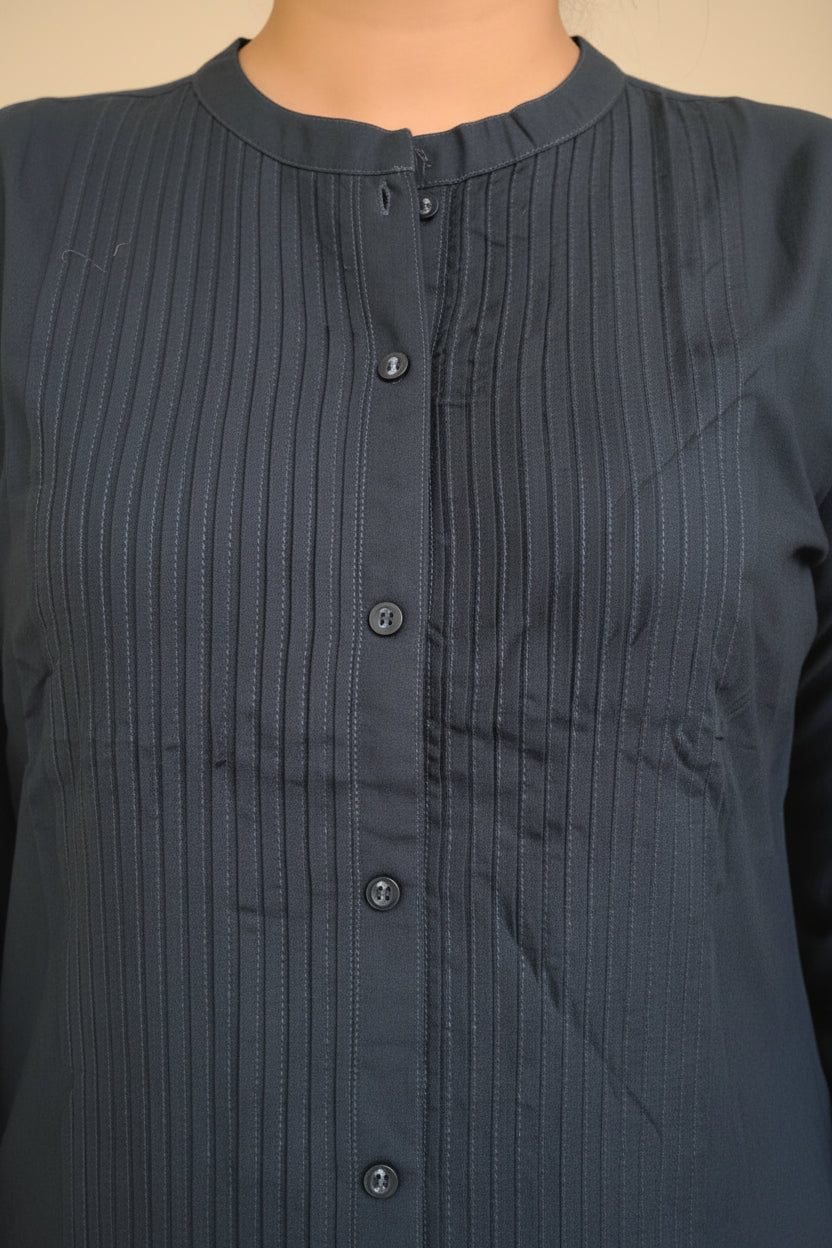 Navy Solid rayon Kurta