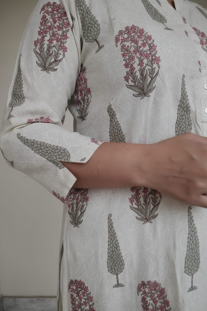 Cream Novy Short Kurta