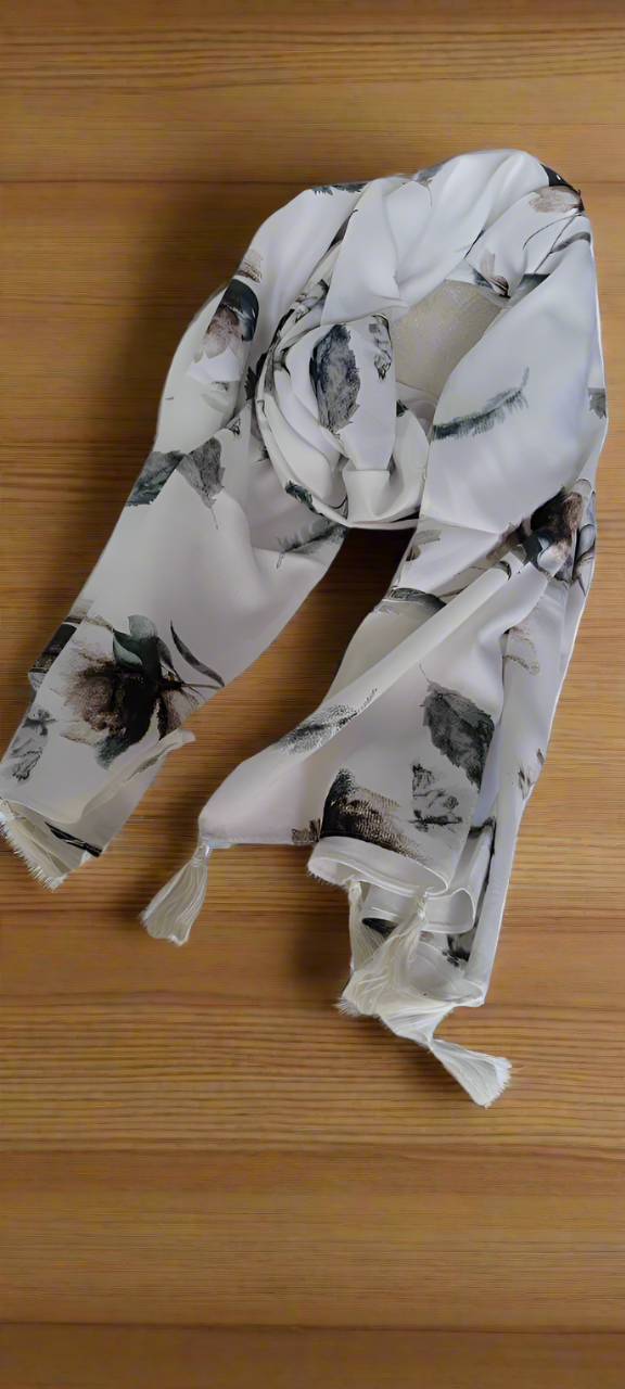 White Printed shed Scarf