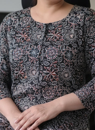 Black Ajrak Print Kurta