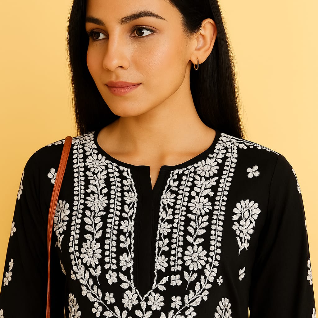 Black Premium Modal Chikankari Kurta