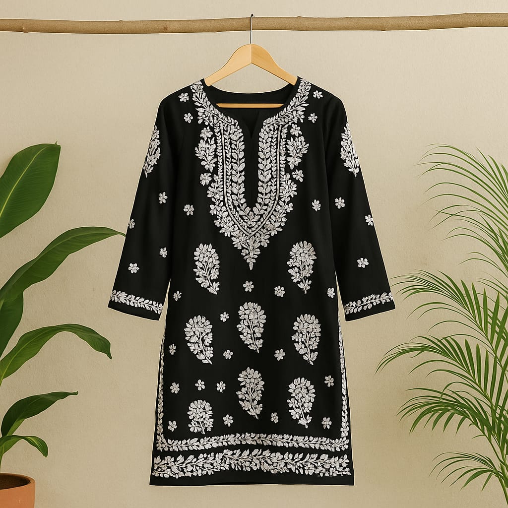 Black Premium Modal Chikankari Kurta