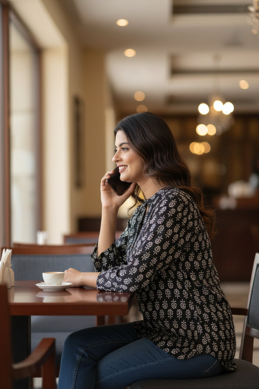 Black Handy Texo Tunic Top