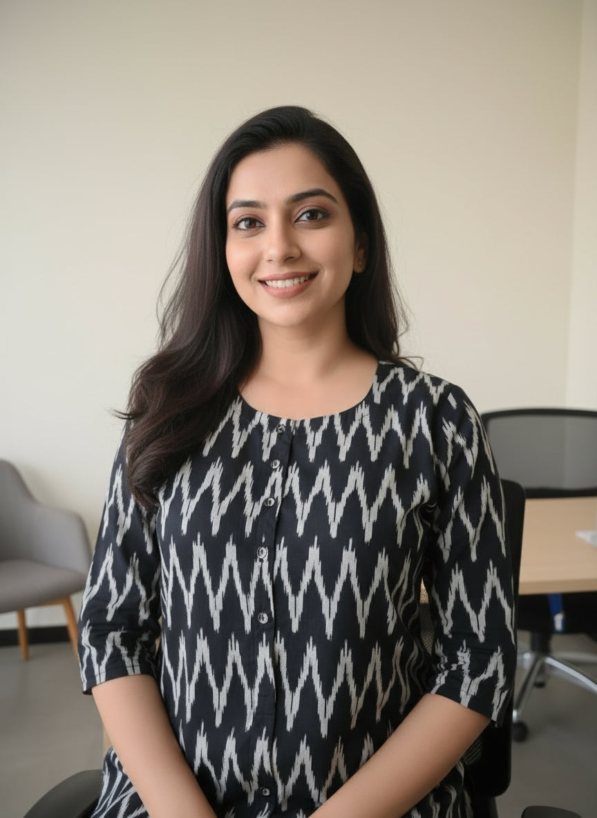 Black Bold Print Kurta